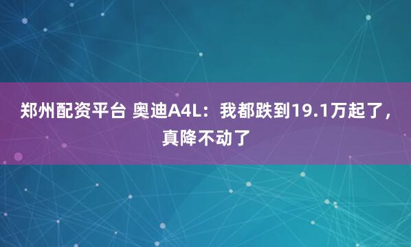 郑州配资平台 奥迪A4L：我都跌到19.1万起了，真降不动了